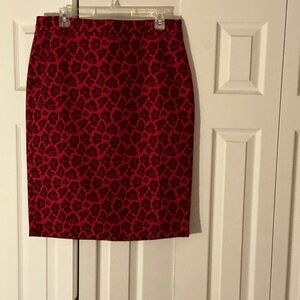 Talbots Red and Black Patterned Pencil Skirt